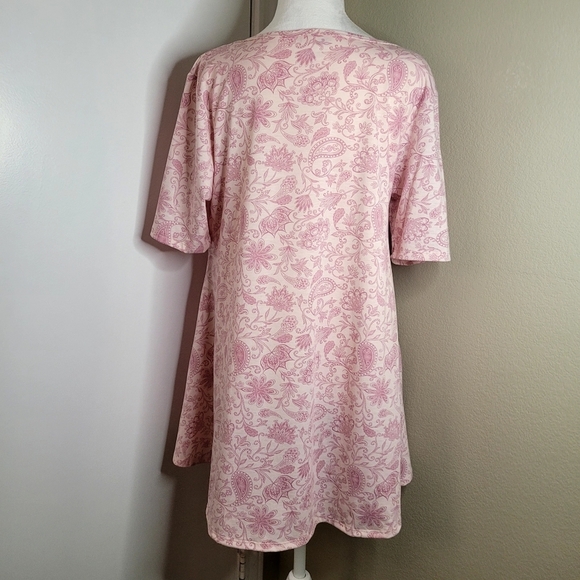 LuLaRoe Pink with Designs, Slit On Sides Short Sleeves Size Medium - Picture 3 of 8